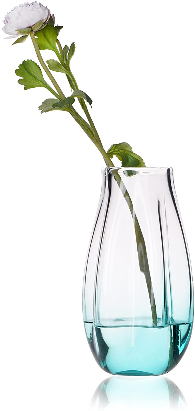 CONVIVA Glass Vase Hand Blown for Flower Centerpiece Home Decorative Tabletop Solid Blue Color Organic Wrinkle Shape for Living Room Kitchen Dining Porch Bookcase Gift Decor 13 inch H Home & Garden > Decor > Vases CONVIVA Green 10'' H 