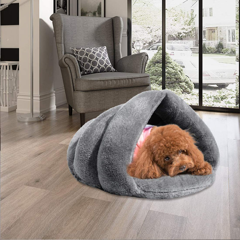 Mojonnie Soft Warm Cat Bed for Winter Cat Tent Self-Warming Sleeping Bed for Cats Fleece Pet Cave Bed for Winter Pets Puppy Indoor Pet Triangle Nest Animals & Pet Supplies > Pet Supplies > Cat Supplies > Cat Beds Mojonnie   