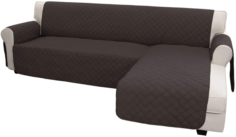 Easy-Going Sofa Slipcover L Shape Sofa Cover Sectional Couch Cover Chaise Slip Cover Reversible Sofa Cover Furniture Protector Cover for Pets Kids Children Dog Cat (Large,Dark Gray/Dark Gray) Home & Garden > Decor > Chair & Sofa Cushions Easy-Going Chocolate/Chocolate Large 
