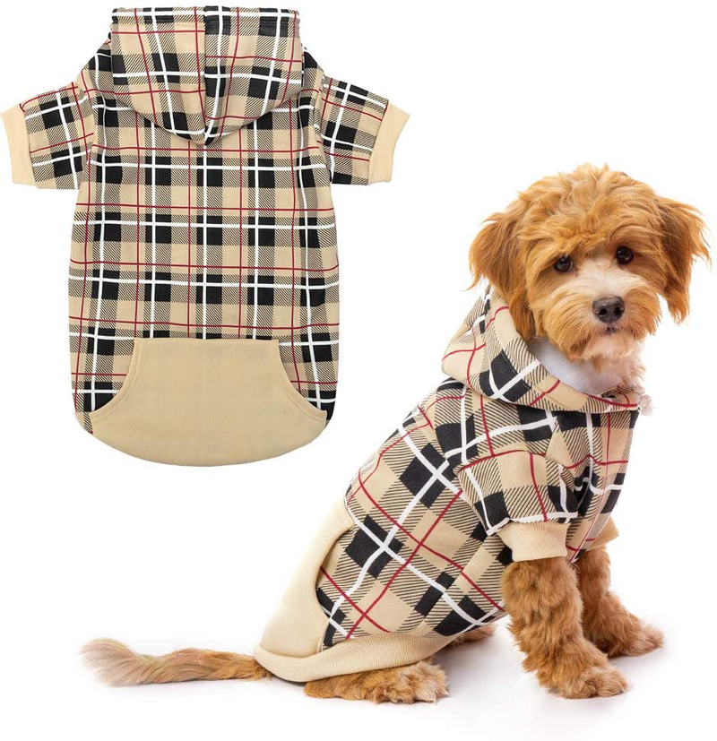 EXPAWLORER Plaid Dog Hoodie - British Style Plaid Pet Sweaters with Hat for Small Medium Large Dogs Animals & Pet Supplies > Pet Supplies > Dog Supplies > Dog Apparel EXPAWLORER Medium  