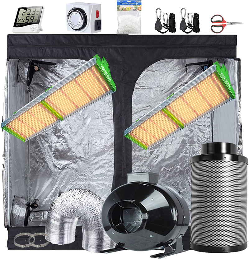 Topogrow Hydroponic Growing Tents Kit Complete Alphapar AQ300 LED Grow Light Lamp Full-Spectrum, 32"X32"X63"Indoor Grow Tent, 4" Ventilation Kit with Accessories for Plant Growing Sporting Goods > Outdoor Recreation > Camping & Hiking > Tent Accessories TopoGrow APQ600L 96"X48"X80"Kit 
