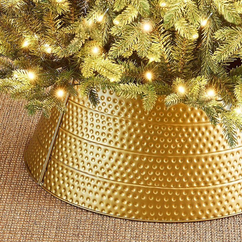 Glitzhome Hammered Metal Christmas Tree Collar Decorations, 22" D, Gold Home & Garden > Decor > Seasonal & Holiday Decorations > Christmas Tree Stands Glitzhome   