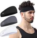 Mens Headband - Sports Running Sweat Head Bands - Athletic Sweatbands Hair Band for Workout, Basketball, Exercise, Gym, Cycling, Football, Tennis, Yoga - Performance Stretch Moisture Wicking Hairband Sporting Goods > Outdoor Recreation > Winter Sports & Activities Tough Headwear Black, Gray, White  