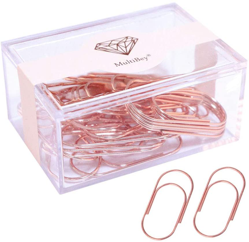 Rose Gold Jumbo Paper Clips, Multibey 2" Non-Skid Metallic Large Paperclips Bookmark in Acrylic Holder Office School Supplies Decor, 30PCS Per Box (Rose Gold) Home & Garden > Decor > Seasonal & Holiday Decorations MultiBey Rose Gold  