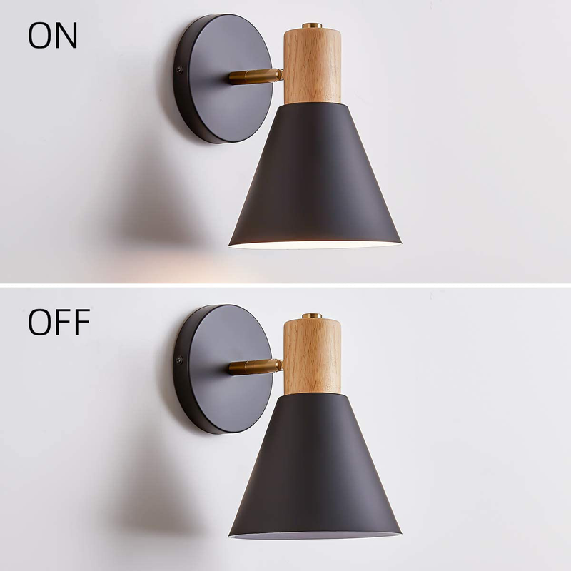 Plug in Wall Sconces Pack of 2 for Bedroom Black, Dimmable Wall Sconce Lighting with on off Adjustable Switch,Bedside Wall Lamps,Bedside Adjustable Wall Lighting (2 Pack-Black/Switch)