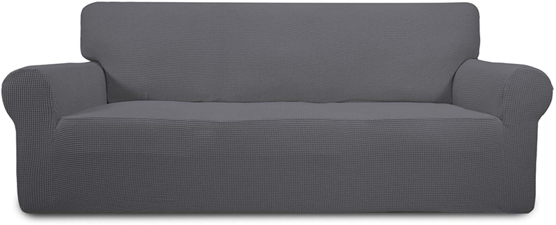 Easy-Going Stretch Sofa Slipcover 1-Piece Couch Sofa Cover Furniture Protector Soft with Elastic Bottom for Kids, Spandex Jacquard Fabric Small Checks(Sofa,Dark Gray) Home & Garden > Decor > Chair & Sofa Cushions Easy-Going Grey X Large 