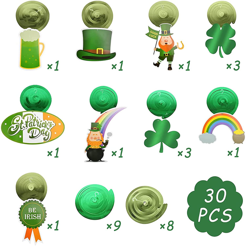 St Patricks Day Decorations Artificial Lucky Shamrock Clover Leprechaun Hat Beers Spring Summer Party Decor Outdoor/Indoor Farmhouse Front Porch Wall Window Door
