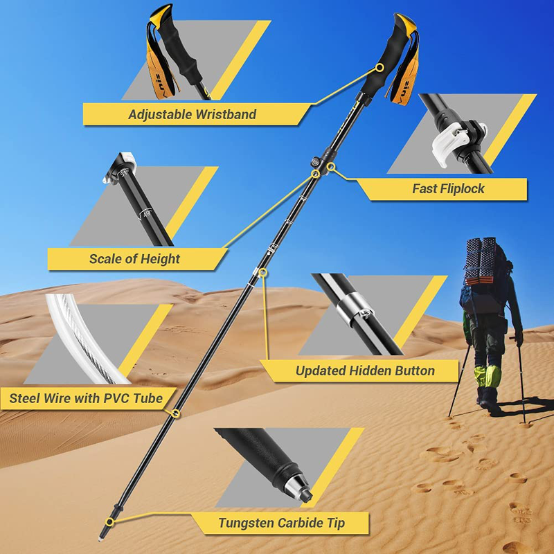 Glymnis Trekking Poles Collapsible Hiking Poles Lightweight Folding Walking Hiking Sticks Aluminum 7075 with Quick Lock for Hiking Camping Backpacking 2 Pack (43--51 In) Sporting Goods > Outdoor Recreation > Camping & Hiking > Hiking Poles Glymnis   