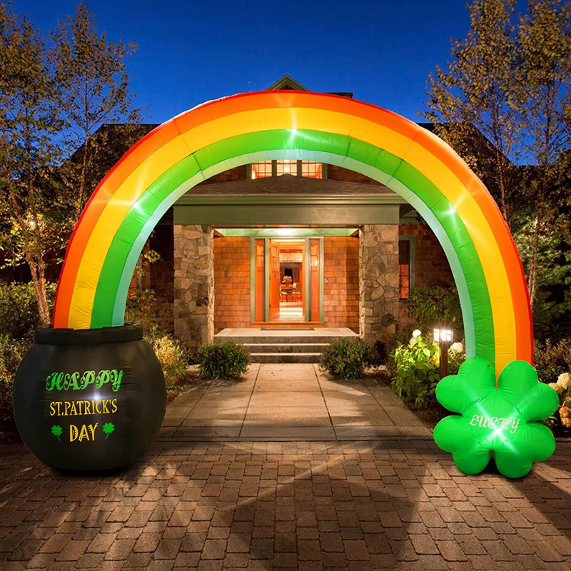 PARAYOYO Huge 11Ft X 8Ft Inflatable Rainbow Arch Lighted with Golden Pot Built in LED Light Decoration for St. Patrick'S Day Yard Lawn Garden Indoor Outdoor Arts & Entertainment > Party & Celebration > Party Supplies PARAYOYO   