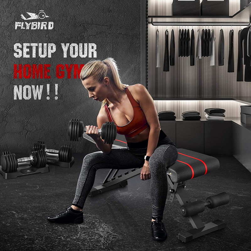 FLYBIRD Adjustable Bench,Utility Weight Bench for Full Body Workout- Multi-Purpose Foldable incline/decline Bench