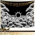 Funeon Black and White Sun Tapestry for Bedroom Bohemian Mandala Tapestry Wall Hanging Moon Stars Tapistry Dorm Decoration for College Girls | Cute Dark Tapistry Psychedelic Wall Decor 51x60 inches Home & Garden > Decor > Artwork > Decorative Tapestries Funeon Great Wave X-Large 70''x90'' 