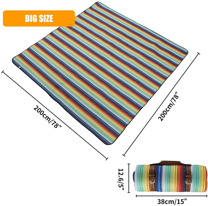 Picnic Blanket Waterproof Extra Large | Beach Blanket Sand Proof Oversized | Great Festival Blanket and Picnic Mat | Water Resistant Heavy Duty Wet Blanket Lawn for Outdoor Picnics (Colorful) Home & Garden > Lawn & Garden > Outdoor Living > Outdoor Blankets > Picnic Blankets Miss Cassie&Miss Kiki   