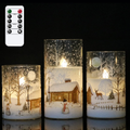 DRomance White Christmas Glass Flickering Flameless Candles Battery Operated with 10-Key Remote and Timer Set of 3 Real Wax Holiday LED Window Pillar Decor Candles(Santa Decal, 3 x 4, 5, 6 Inches) Home & Garden > Decor > Home Fragrances > Candles DRomance Glass-snowman  
