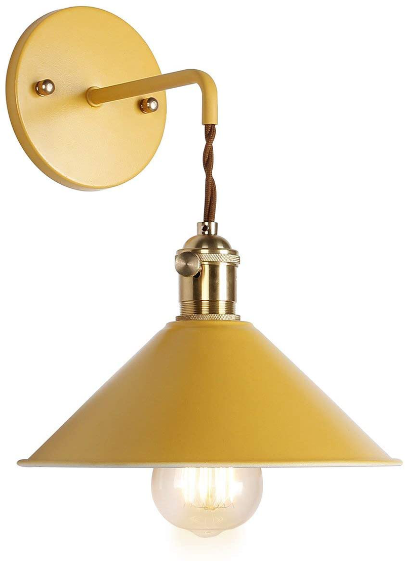iYoee Wall Sconce Lamps Lighting Fixture with on Off Switch,Khaki Macaron Wall lamp E26 Edison Copper lamp Holder with Frosted Paint Body Bedside lamp Bathroom Vanity Lights Home & Garden > Lighting > Lighting Fixtures > Wall Light Fixtures iYoee Yelllow  