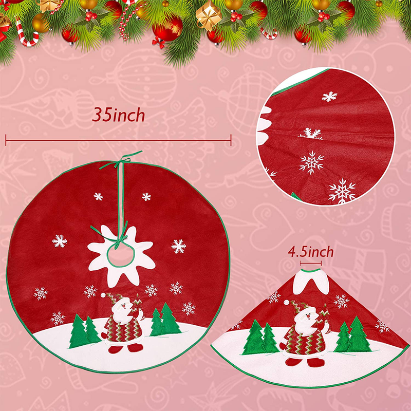Christmas Tree Skirt, Merry Christmas Decorations Red Small Xmas Tree Collar Christmas Party Decor,Snowflake Creative Red Christmas Tree Decor for Farmhouse Fireplace Holiday Party, 35 inch Home & Garden > Decor > Seasonal & Holiday Decorations > Christmas Tree Skirts GOMALL   