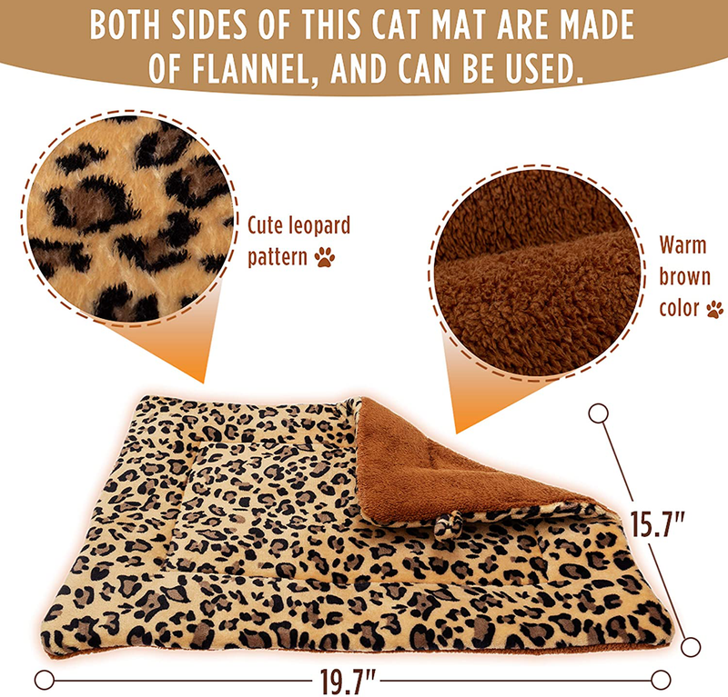 FLYSTAR Cat Bed Mat - Self Self Heating Warming Leopard Cute Cat Pad, Soft Flannel & Cotton, Support Machine Wash and Hand Wash, Comfortable Suitable for Small, Medium, Large Cats/Puppies Animals & Pet Supplies > Pet Supplies > Cat Supplies > Cat Beds FLYSTAR   