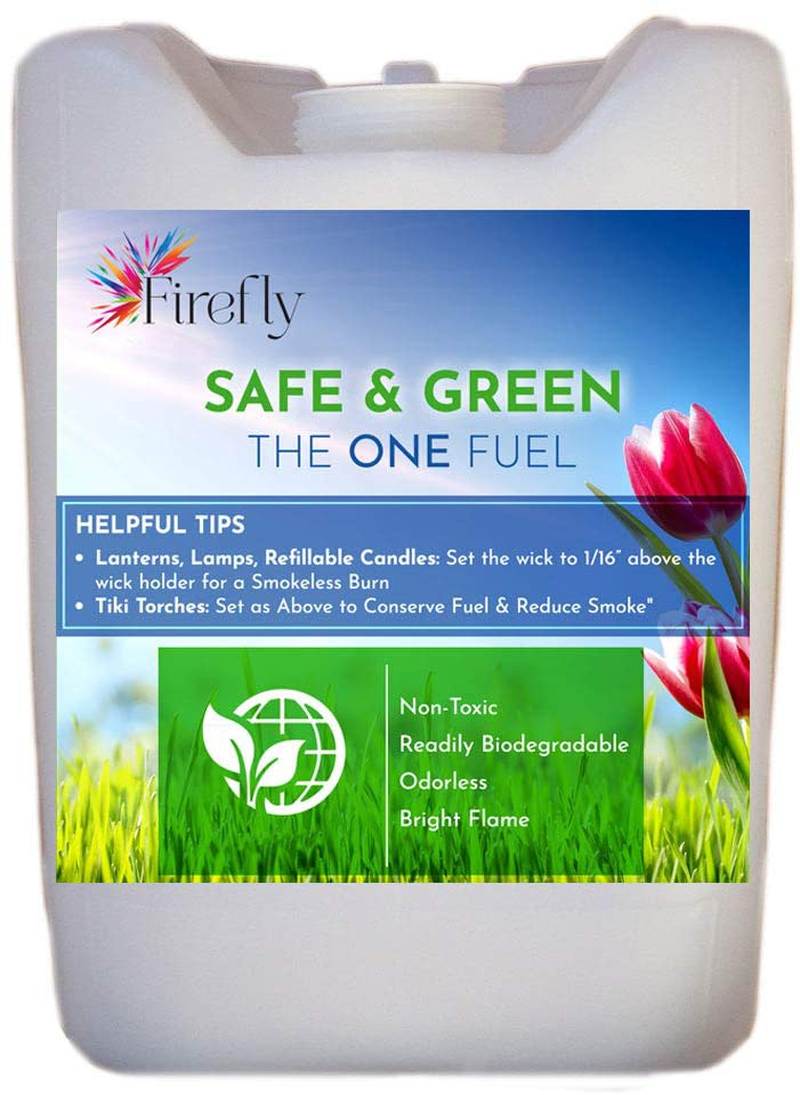 Firefly Kosher Safe and Green Eco-Friendly Lamp Oil - Non Toxic - Biodegradable - Virtually Odorless - Paraffin Alternative - Indoor Outdoor Use - Lamps, Lanterns, Candles, Patio Tiki Torches - 16 Oz Home & Garden > Lighting Accessories > Oil Lamp Fuel Firefly 5 Gallons  