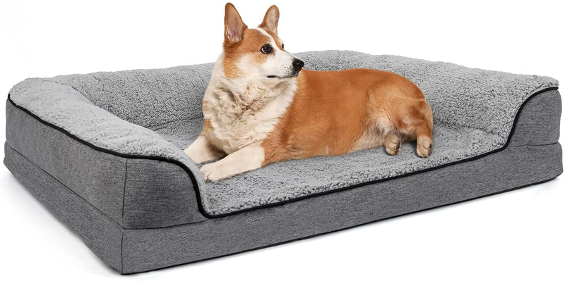 Orthopedic Large Dog Bed, Washable Pet Sofa Bolster Bed with Removable Cover & Orthopedic Foam, Large Dog Beds for Dogs under 60 Lbs
