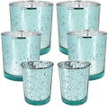 Just Artifacts 6pcs Assorted Size Speckled Mercury Glass Votive Candle Holders (Gold) Home & Garden > Decor > Home Fragrance Accessories > Candle Holders Just Artifacts Aqua  