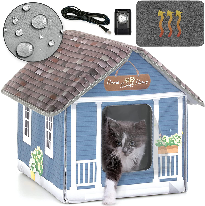 PETYELLA Heated Cat Houses for Outdoor Cats in Winter - Heated Outdoor Cat House Weatherproof - Outdoor Heated Cat House - Easy to Assemble Animals & Pet Supplies > Pet Supplies > Cat Supplies > Cat Beds PETYELLA Tiles  