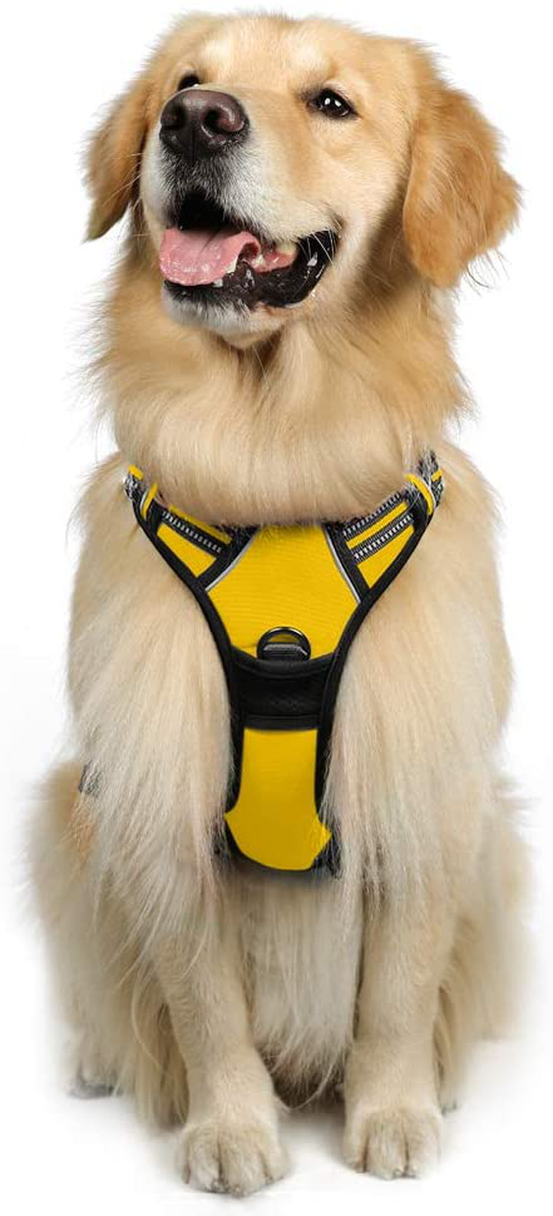 rabbitgoo Dog Harness, No-Pull Pet Harness with 2 Leash Clips, Adjustable Soft Padded Dog Vest, Reflective No-Choke Pet Oxford Vest with Easy Control Handle for Large Dogs, Black, XL  rabbitgoo Lemon Yellow Large 