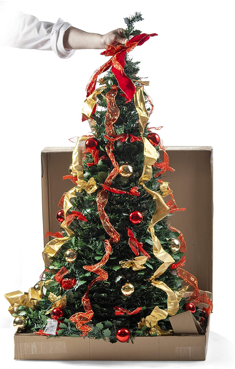 Christmas Tree Fully Decorated Pre-lit 6 Ft Pull Up Pop Up Out of Box Ready Minimal Assembly Needed Holiday Decorations w/ 350 Warm Lights with Stand Home & Garden > Decor > Seasonal & Holiday Decorations > Christmas Tree Stands D SUN HARDWARE & FESTIVE LIGHTING CO LTD   