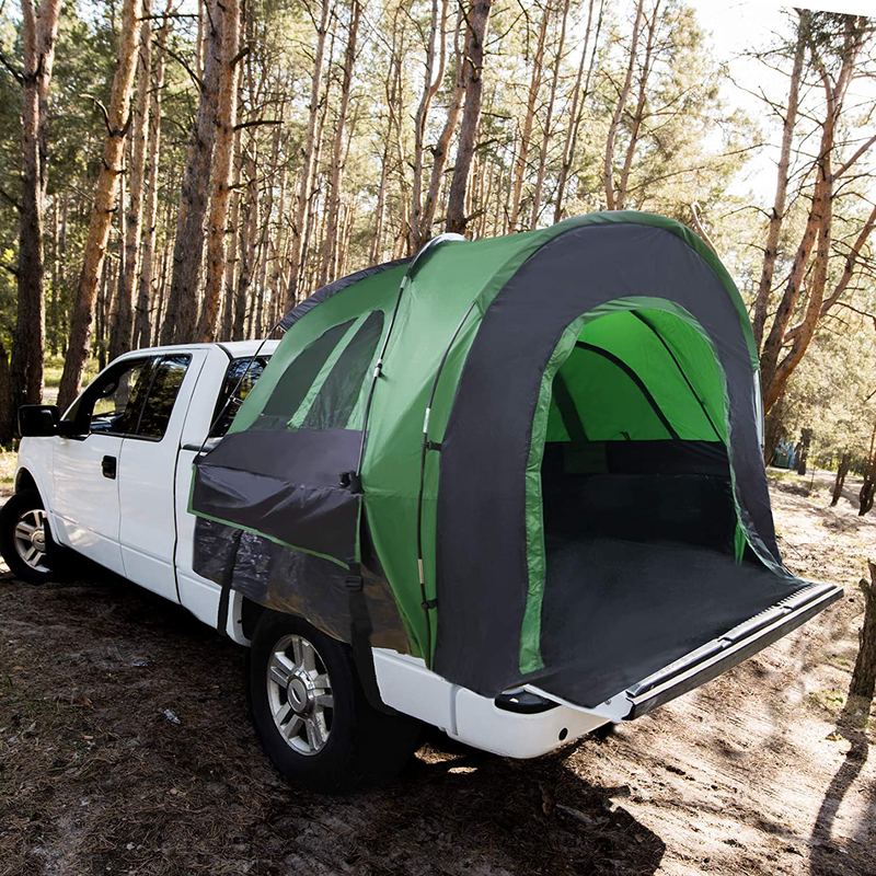 SHANTRA, Truck Bed Tent 6.8' X 5.4' X 5.5' with Extra Tent Cover, Full Size Truck Tent Two Person Sleeping Capacity, Full Coverage Waterproof Pickup Tent for Camping, Hiking, Fishing, Green & Black