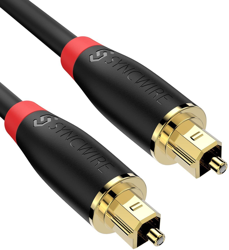 Digital Optical Audio Cable Toslink Cable - [24K Gold-Plated, Ultra-Durable] [S] Syncwire Fiber Optic Male to Male Cord for Home Theater, Sound Bar, TV, PS4, Xbox, Playstation & More – 5.9ft Electronics > Electronics Accessories > Cables Syncwire 10'  