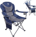 Coastrail Outdoor Reclining Camping Chair 3 Position Folding Lawn Chair for Adults Padded Comfort Camp Chair with Cup Holders, Head Bag and Side Pockets, Supports 350Lbs, Blue&Grey Sporting Goods > Outdoor Recreation > Camping & Hiking > Camp Furniture Coastrail Outdoor Blue&grey  