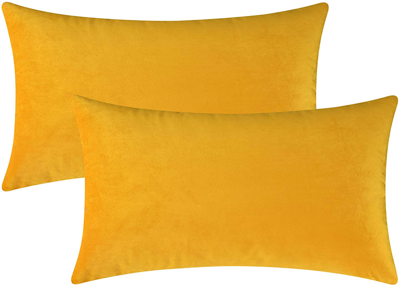 Mixhug Decorative Throw Pillow Covers, Velvet Cushion Covers, Solid Throw Pillow Cases for Couch and Bed Pillows, Burnt Orange, 20 x 20 Inches, Set of 2 Home & Garden > Decor > Chair & Sofa Cushions Mixhug Mustard Yellow 12 x 20 Inches, 2 Pieces 