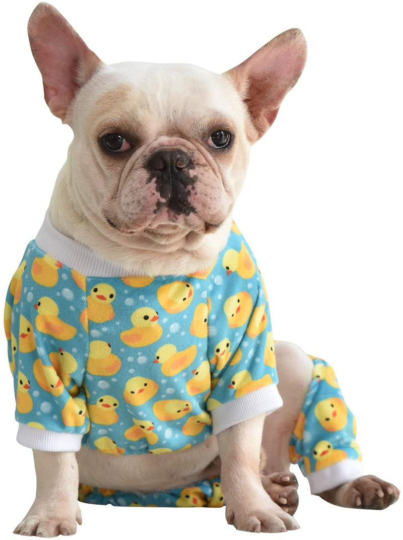 Cutebone Soft Puppy Pajamas Cute Dog Pjs Jumpsuit Pet Clothes Apparel Animals & Pet Supplies > Pet Supplies > Dog Supplies > Dog Apparel CuteBone Yellow Ducks M(Chest Girth16’’-16.5’’ Back Length12’’-12.5’’) 