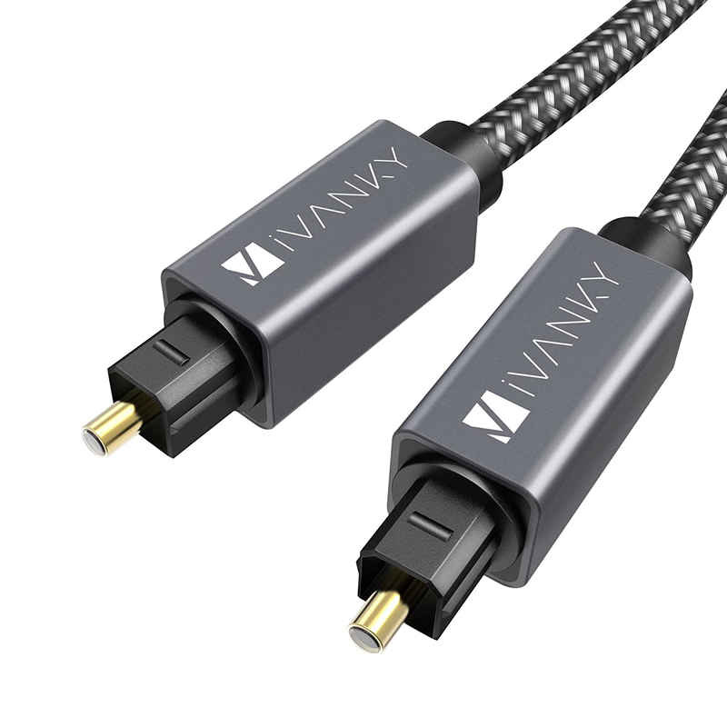 Digital Optical Audio Cable (10 Feet) - [Flawless Audio, Secure Connection] iVanky Slim Braided Digital Audio Optical Cord/Toslink Cable for Sound Bar, TV, PS4, Xbox, Samsung, Vizio - CL3 Rated, Grey Electronics > Electronics Accessories > Cables IVANKY 6ft/1.8M  