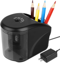 Electric Pencil Sharpener,with UL Listed AC Adapter,Heavy Duty Blade for No.2/Colored Pencils,Pencil Sharpener with Pencil Holder Design,Essential School Supply for Classroom Office Home Office Supplies > General Office Supplies omitium Black  