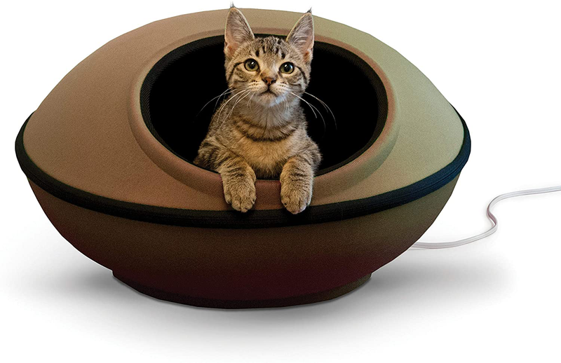 K&H PET PRODUCTS Mod Dream Pod Pet Bed, Big Cat Cave for All Cat Sizes, Heated and Unheated, Multiple Colors Animals & Pet Supplies > Pet Supplies > Cat Supplies > Cat Beds K&H PET PRODUCTS Tan/Black Heated 