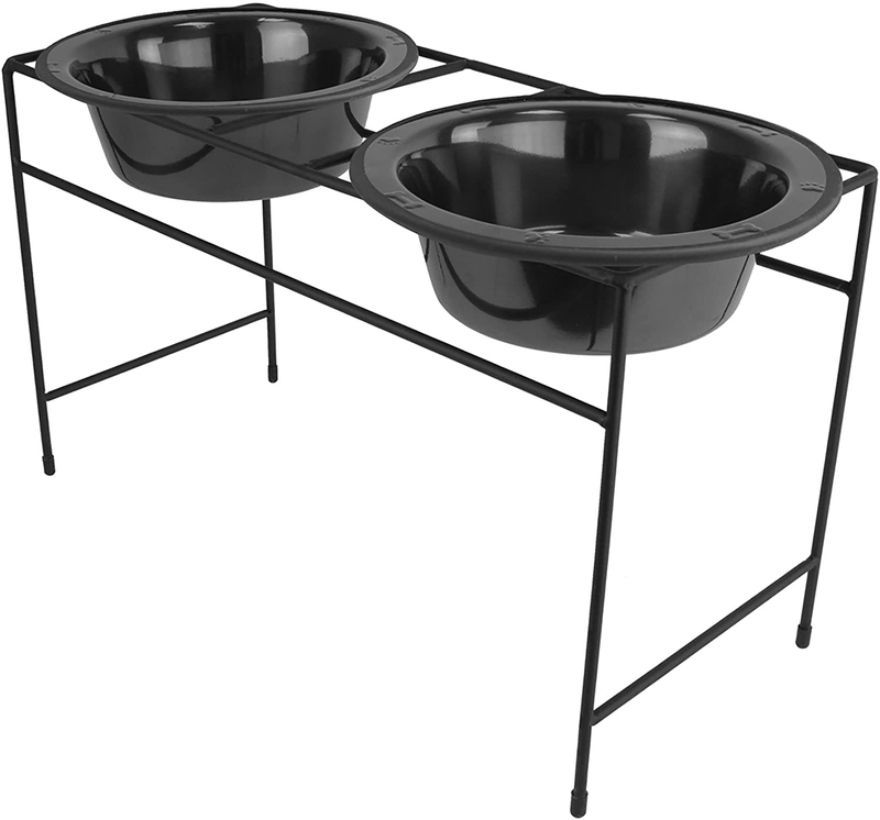Platinum Pets Modern Double Diner Feeder with Stainless Steel Dog Bowl, Large Animals & Pet Supplies > Pet Supplies > Cat Supplies Platinum Pets Black Chrome Large (Pack of 1) 