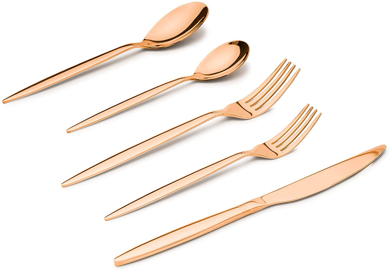 SANTUO 30 Piece Silverware Set for 6, Dinning Stainless Steel Flatware Set, 30pcs Lunch Tableware Cutlery Set, Dinner Mirror Polished Utensils, Include Knife Fork Spoon for Home (Black Titanium) Home & Garden > Kitchen & Dining > Tableware > Flatware > Flatware Sets SANTUO Rose Gold 40-Piece 