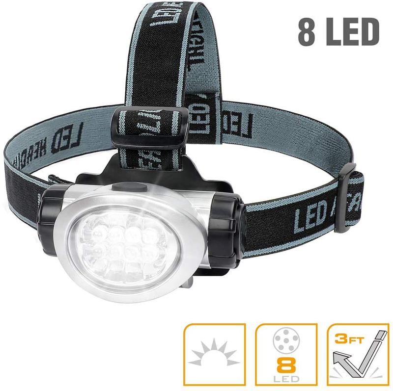 Everbrite 5-Pack LED Headlamp Flashlight for Running, Camping, Reading, Fishing, Hunting, Walking, Jogging, Durable Light Weight Head Lights Batteries Included