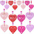 Jetec 8 Pieces Valentine'S Day Wooden Bead Heart Garlands Wall Hanging Beads Garlands Rustic Farmhouse Beads Ornaments for Holiday Anniversary Parties Decoration (Pink, Rose Red, Purple, Red) Home & Garden > Decor > Seasonal & Holiday Decorations Jetec Pink, Rose Red, Purple, Red  
