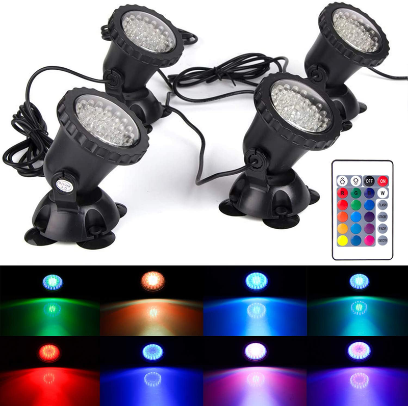 RGB Pond Lights, Underwater Color Changing LED Spotlight Submersible Color Adjustable Dimmable Waterproof Outdoor Spot Lights for Garden Aquarium Tank Lawn Fountain Waterfall (4 in Set) Home & Garden > Pool & Spa > Pool & Spa Accessories Shenzhen Guanmu Technology Co., Ltd 4 in Set  