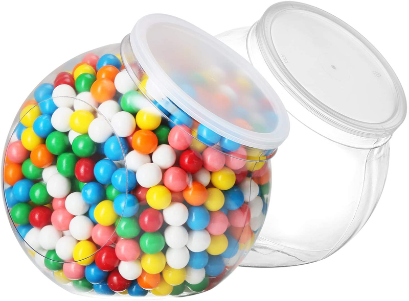 Pack of 2 - Empty Gumball Style Containers With Lids – Plastic Kitchen Countertop Jars - Wide mouth Opening For Easy Refill - Great For Candy, Homemade Cookies, Cake, Snacks - Food Safe (2 Pack 96 Oz) Home & Garden > Decor > Decorative Jars DilaBee 2 Pack 96 Oz  