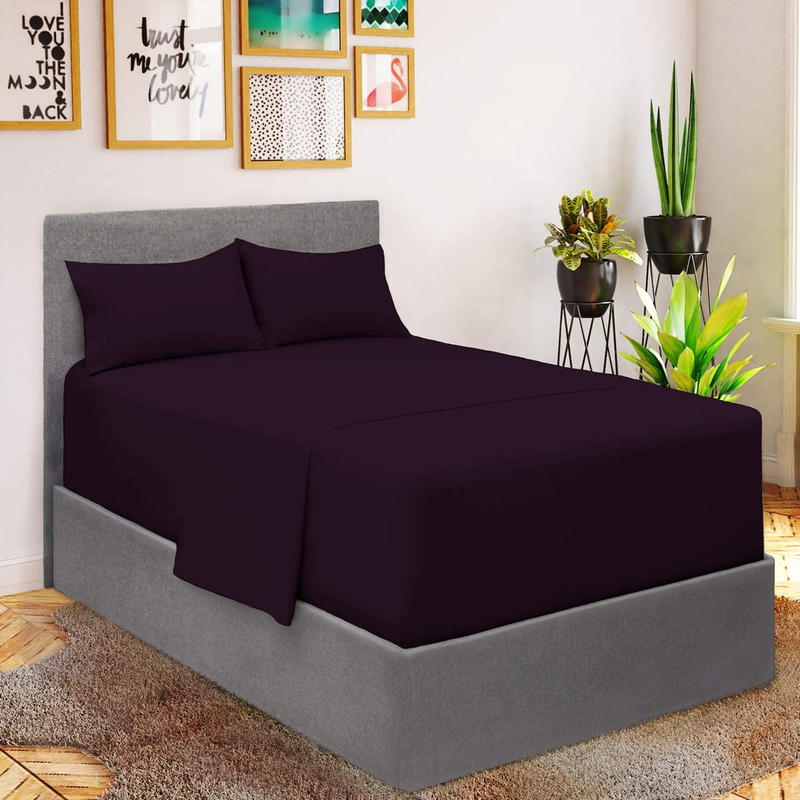 Mellanni Queen Sheet Set - Hotel Luxury 1800 Bedding Sheets & Pillowcases - Extra Soft Cooling Bed Sheets - Deep Pocket up to 16 inch Mattress - Wrinkle, Fade, Stain Resistant - 4 Piece (Queen, White) Home & Garden > Linens & Bedding > Bedding Mellanni Purple EXTRA DEEP pocket - Twin XL size 