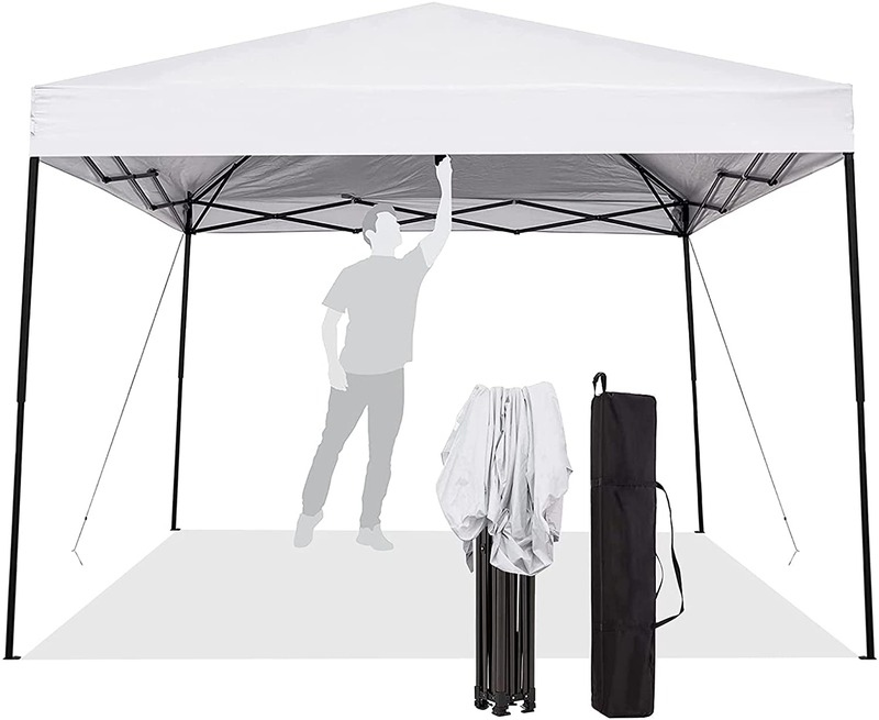Enoah Outdoor Pop Up Canopy Tent, Easy Set-up 10' x 10' Base 8' x 8' Top,Slant Leg Folding Instant Shelter for Beach,Party and Camping,White Home & Garden > Lawn & Garden > Outdoor Living > Outdoor Structures > Canopies & Gazebos Enoah White 8 x 8 