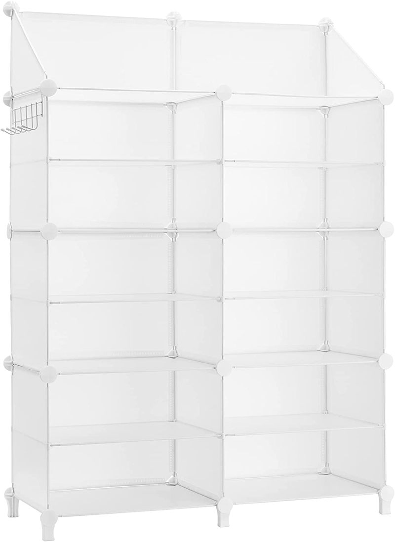 Puroma Stackable Shoe Storage Organizer Cabinet, 6-Cube Plastic Shoe Storage Rack Durable Modular Shoe Cabinet with Wooden Mallet DIY for Home, Office, Bedroom（Black) Furniture > Cabinets & Storage > Armoires & Wardrobes Puroma White  