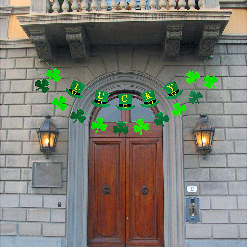 Felt Shamrock Clover Garland Banner - St Patricks Day Banner Decor - Saint Patricks Day for the Home Wreaths Decorations - Irish Pattys Ornaments Leprechaun Hat Arts & Entertainment > Party & Celebration > Party Supplies ZHENYI   