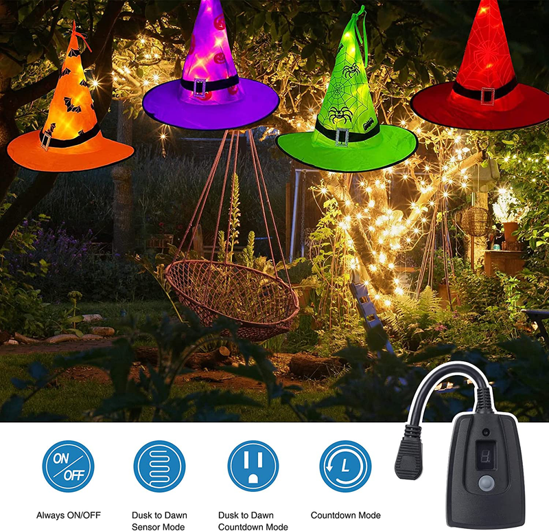 DEWENWILS Outdoor Light Timer, Waterproof Plug in Light Sensor and Countdown Timer with 2 Grounded Outlets for Halloween String Garden Holiday Light 15 A, 1/2 HP, UL Listed Home & Garden > Lighting Accessories > Lighting Timers DEWENWILS   