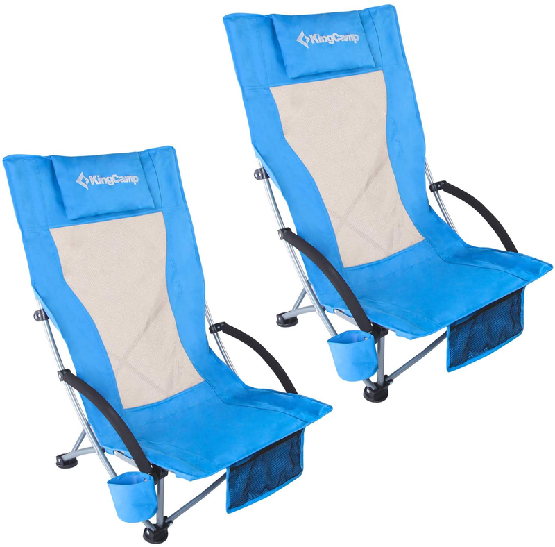 Kingcamp Low Sling Beach Chair for Camping Concert Lawn, Low and High Mesh Back Two Versions Sporting Goods > Outdoor Recreation > Camping & Hiking > Camp Furniture KingCamp Highback_blue_2  