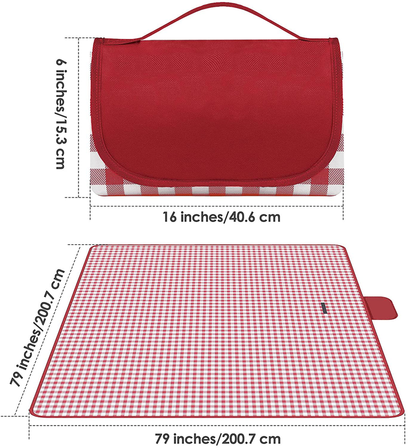 Ruisita Large Picnic Blankets 79 x 79 Inches Waterproof Blanket Portable Picnic Supplies for Outdoor Family Outdoor Camping Parties (Red and White) Home & Garden > Lawn & Garden > Outdoor Living > Outdoor Blankets > Picnic Blankets Ruisita   