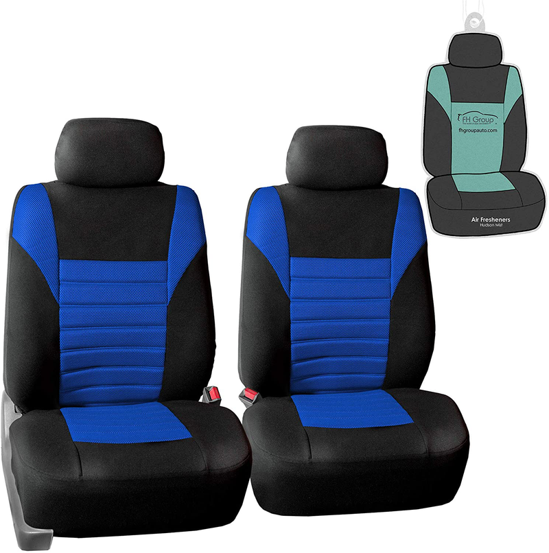 FH Group Sports Fabric Car Seat Covers Pair Set (Airbag Compatible), Gray / Black- Fit Most Car, Truck, SUV, or Van