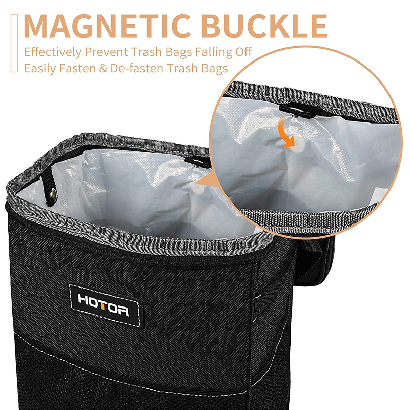 HOTOR Car Trash Can with Lid and Storage Pockets, 100% Leak-Proof Car Organizer, Waterproof Car Garbage Can, Multipurpose Trash Bin for Car - Black Home & Garden > Decor > Seasonal & Holiday Decorations HOTOR   