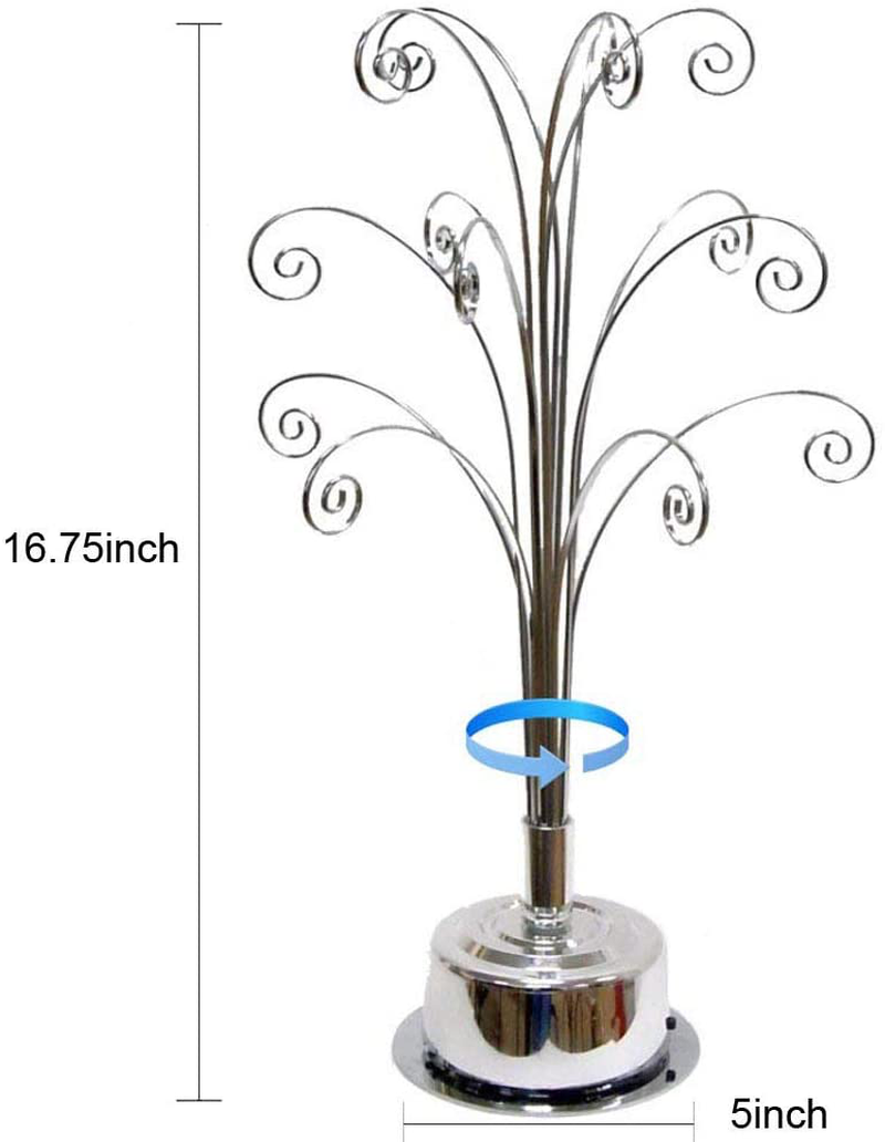HOHIYA Ornament Display Tree Stand Rotating for Swarovski 2021 Ornament Christmas Annual Gift 16.75 inch Silver